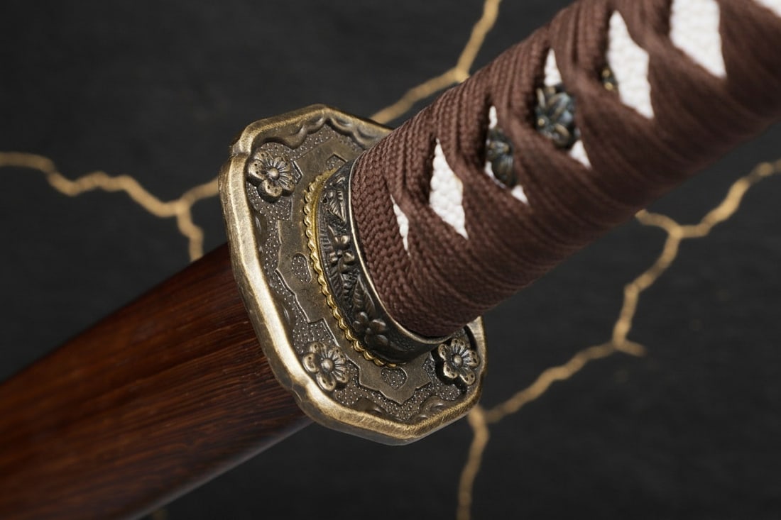 WWII Japanese Pattern 98 Damascus Steel Katana Wood Scabbard Zinc Fittings - 2