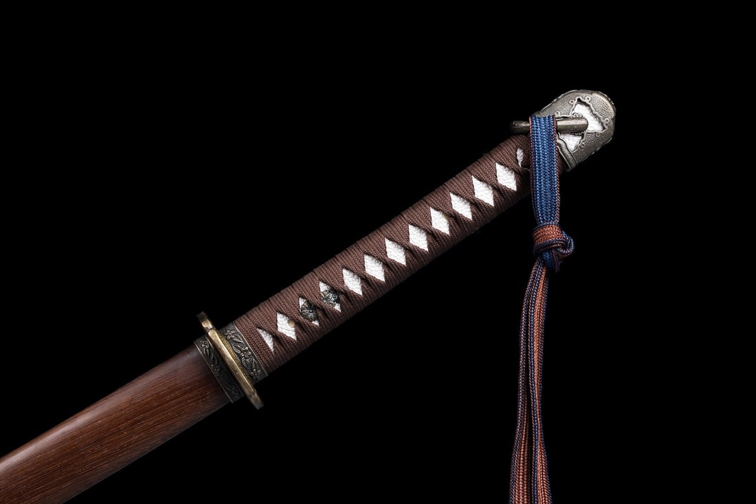 WWII Japanese Pattern 98 Damascus Steel Katana Wood Scabbard Zinc Fittings - 7