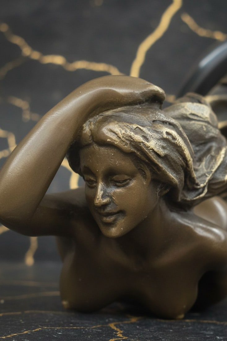 Art Deco Style Female Bronze Statue Handmade Venus Figurine Sculpture: Title:Art Deco Style Female Bronze Statue Handmade Venus Figurine Sculpture Description:This handcrafted bronze sculpture captures a dancer fully immersed in her art, gracefully balancing on the ball