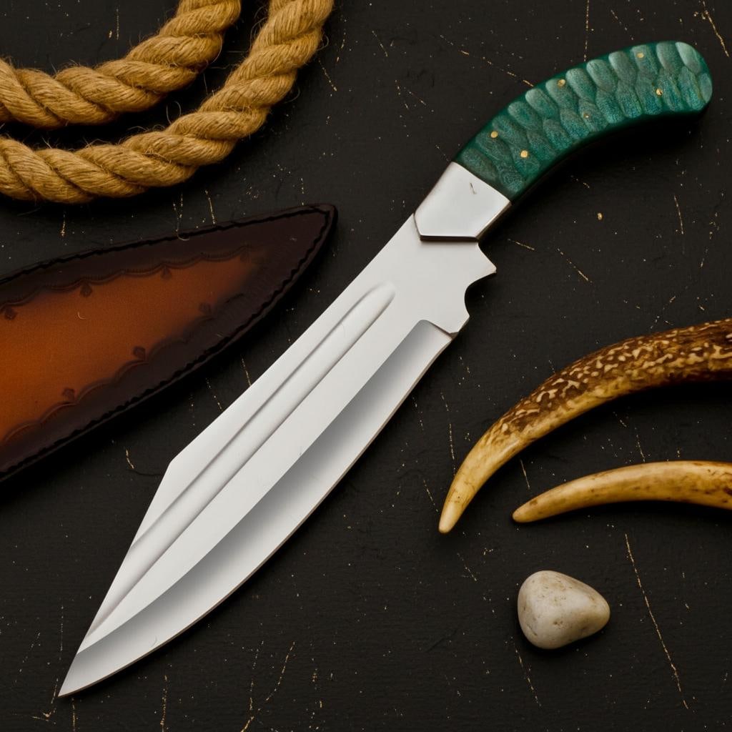 Custom Handmade D2 Steel Bowie Knife 15" Hunting Survival Knife w/ Leather Sheath (1 of 6)