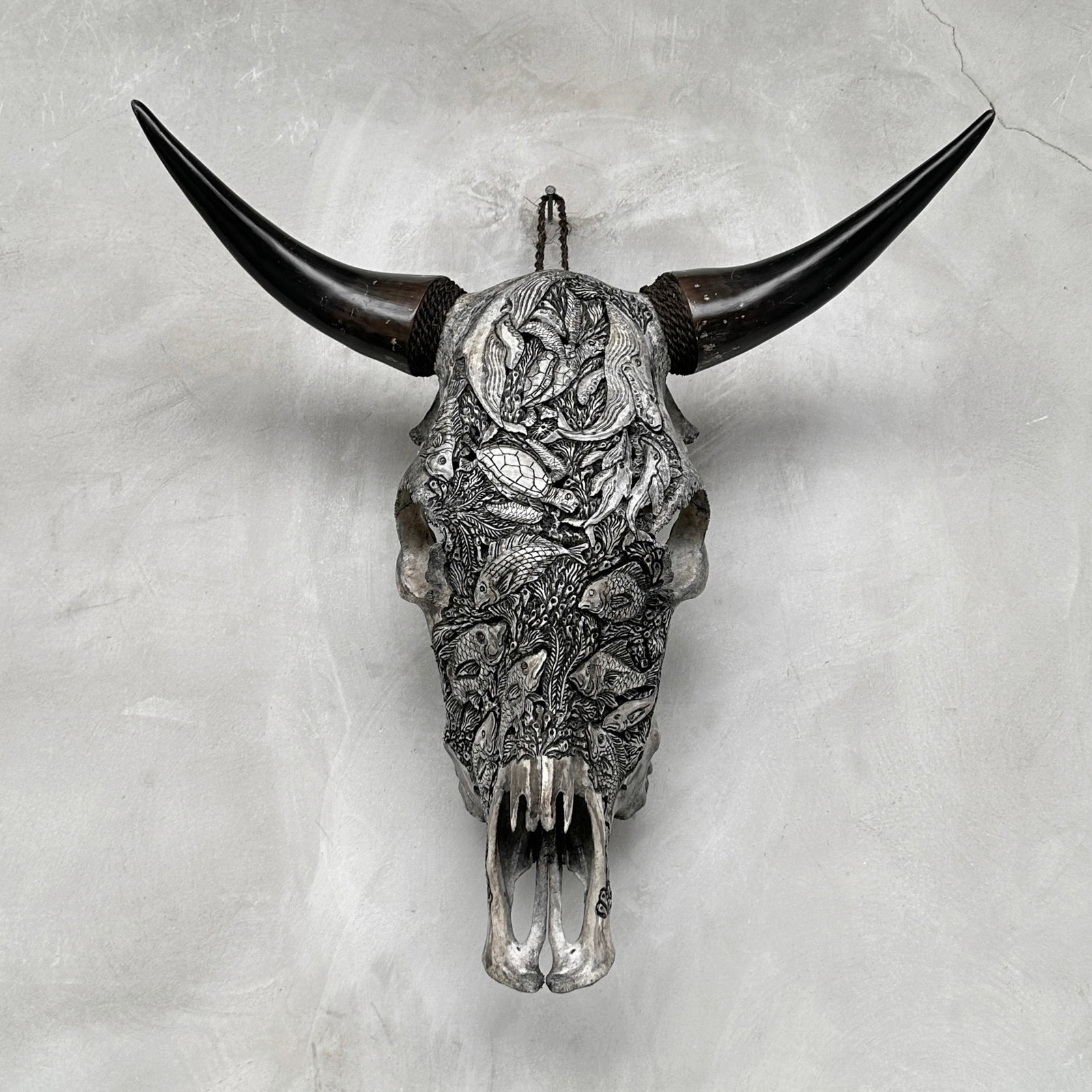 Grey bull's skull - Marine motif - 9