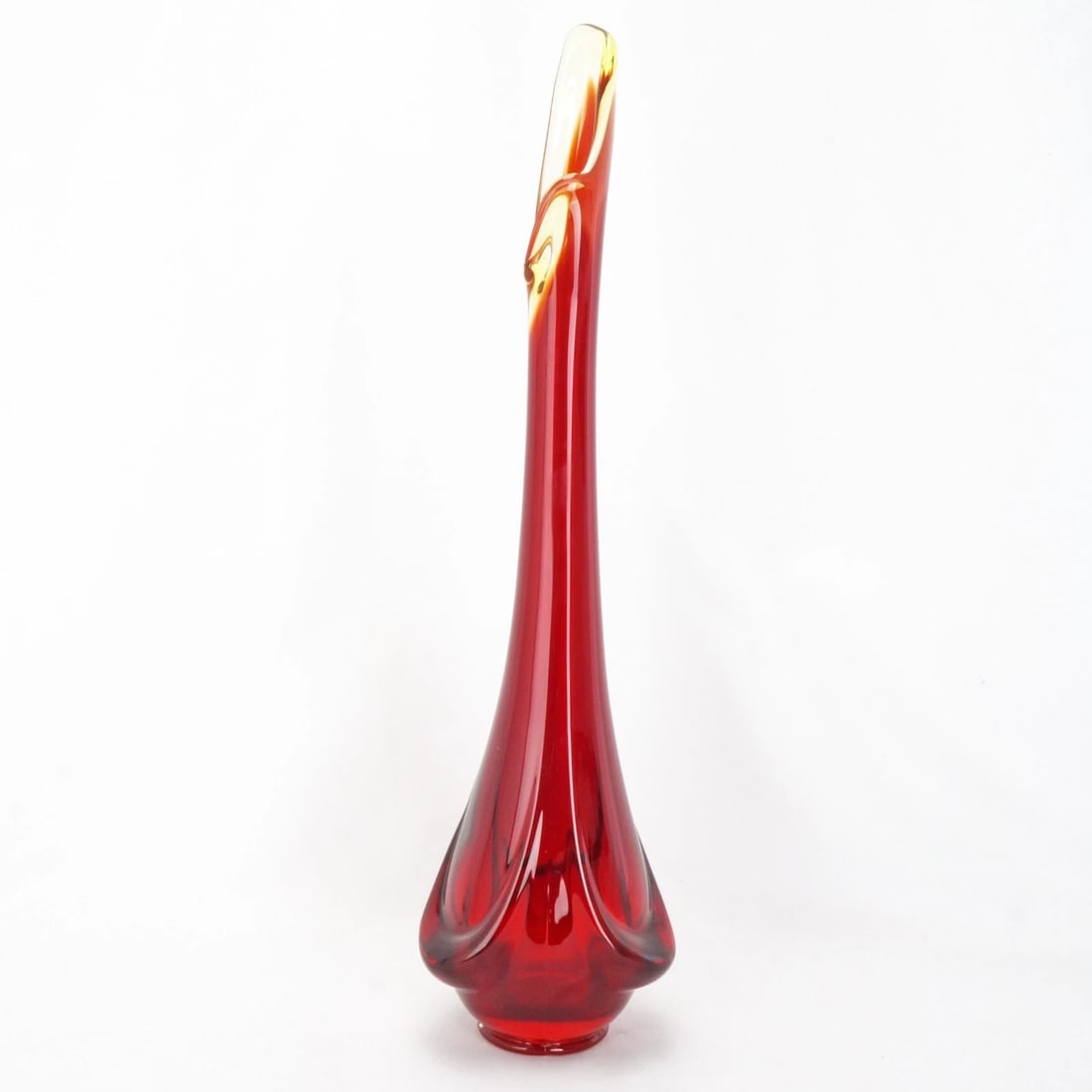 Vintage Amberina 15 in Swung Art Glass Vase - 3