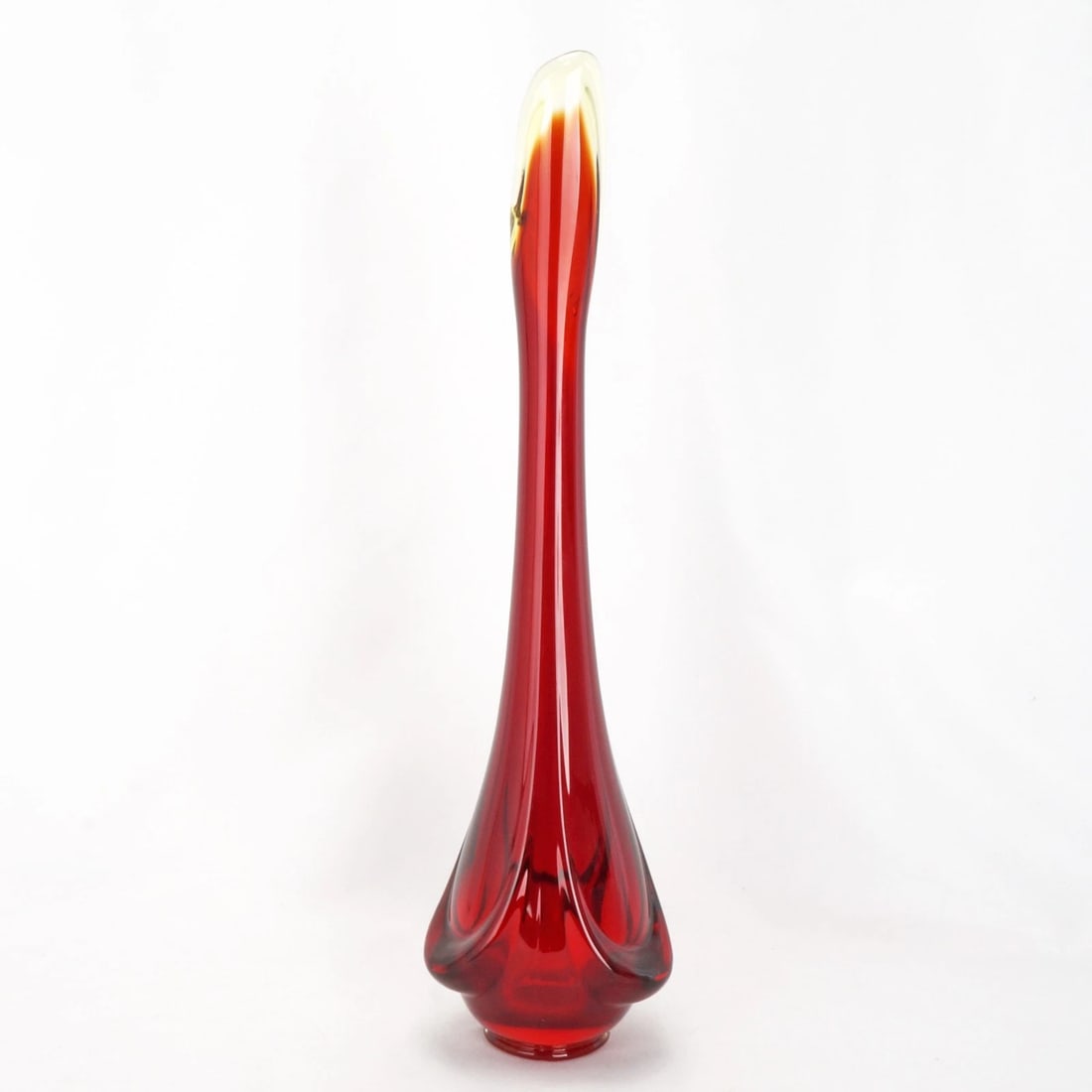 Vintage Amberina 15 in Swung Art Glass Vase - 4