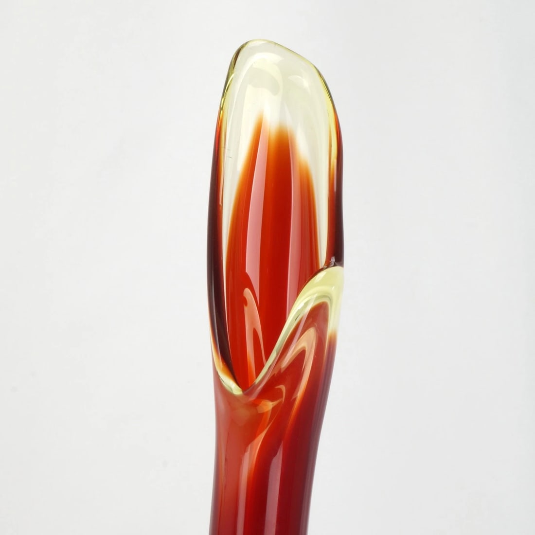 Vintage Amberina 15 in Swung Art Glass Vase - 6