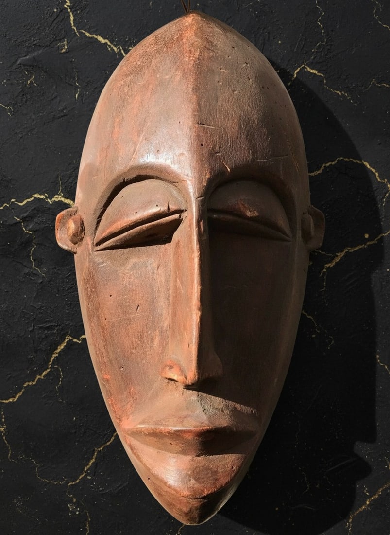 Hand Carved African Tribal Mask 13.5 Inch Vintage Wooden Wall Decor (1 of 4)