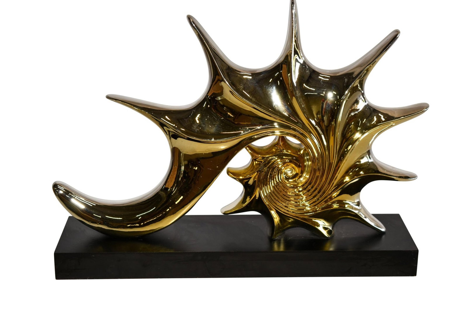 Gold Sea Urchin Resin Statue on Black Base 12" x 3" x 10"H (1 of 10)