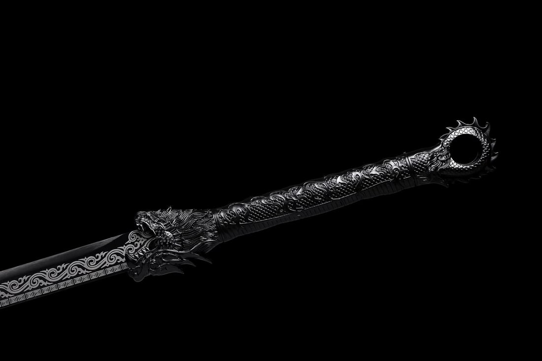 1095 Carbon Steel Ninjato Hand-Forged Full Tang Black Dragon Samurai Sword - 10