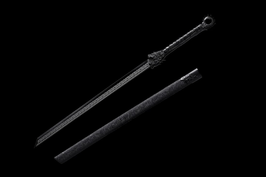 1095 Carbon Steel Ninjato Hand-Forged Full Tang Black Dragon Samurai Sword - 11