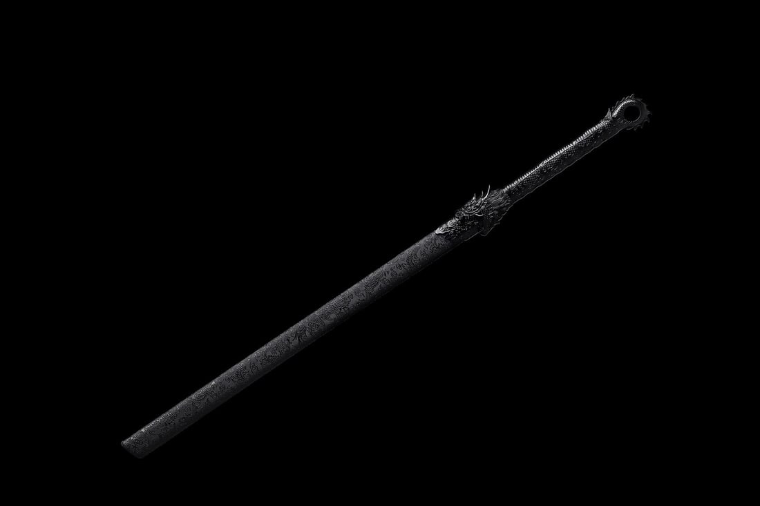 1095 Carbon Steel Ninjato Hand-Forged Full Tang Black Dragon Samurai Sword - 12
