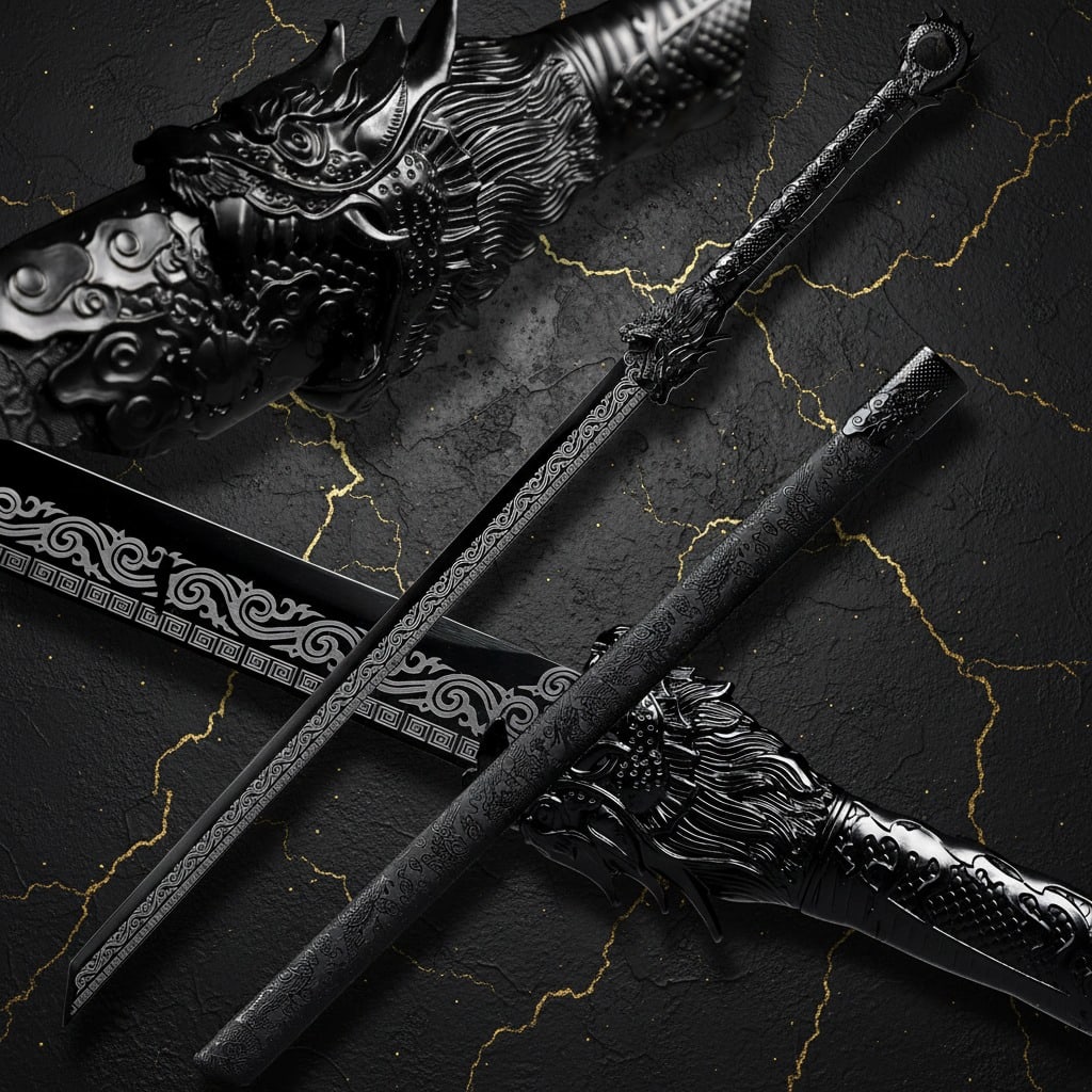 1095 Carbon Steel Ninjato Hand-Forged Full Tang Black Dragon Samurai Sword: Title:1095 Carbon Steel Ninjato Hand-Forged Full Tang Black Dragon Samurai Sword Description:This fully functional, battle-ready katana is expertly crafted for real-world use, training, and cutting pr
