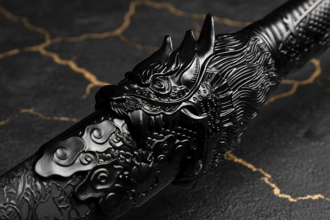 1095 Carbon Steel Ninjato Hand-Forged Full Tang Black Dragon Samurai Sword - 3