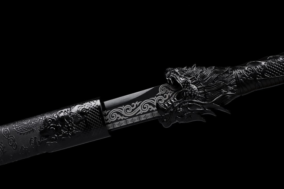 1095 Carbon Steel Ninjato Hand-Forged Full Tang Black Dragon Samurai Sword - 5