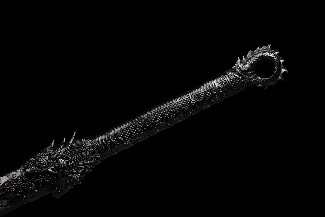 1095 Carbon Steel Ninjato Hand-Forged Full Tang Black Dragon Samurai Sword - 8