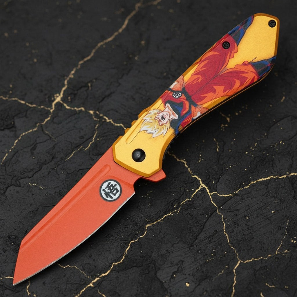 Folding Anime Warrior Spring Assisted Tactical Pocket Knife Orange - 2