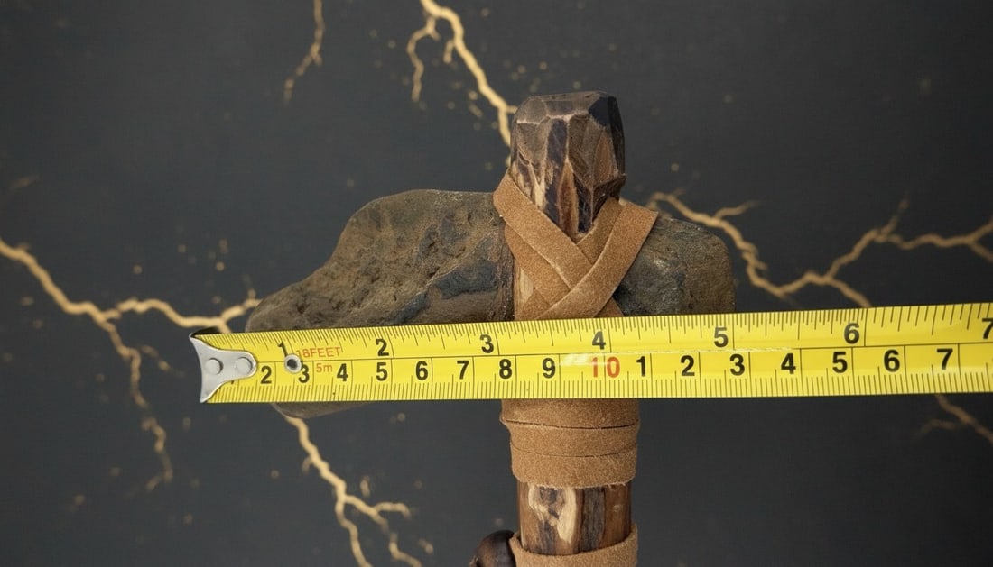 14" Handcrafted Tribal Stone Axe Primitive Beaded Tomahawk Decorative Art - 6