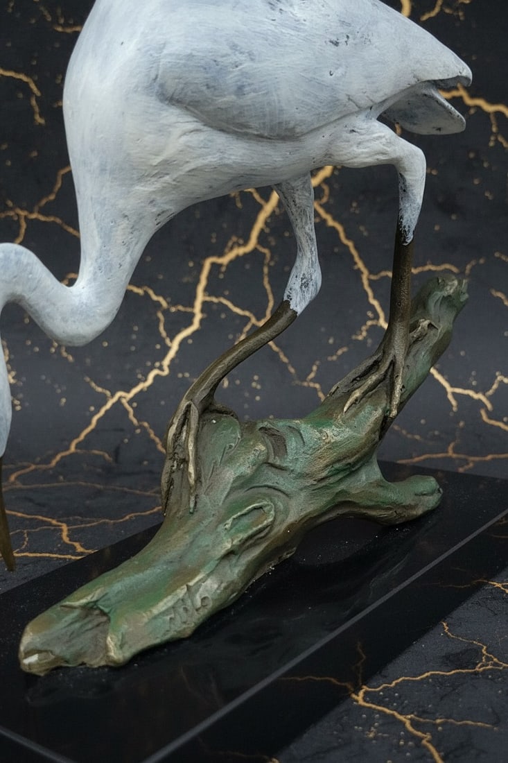 Art Deco Bronze Heron Bird Statue Sculpture Figurine Signed Sculpture - 5