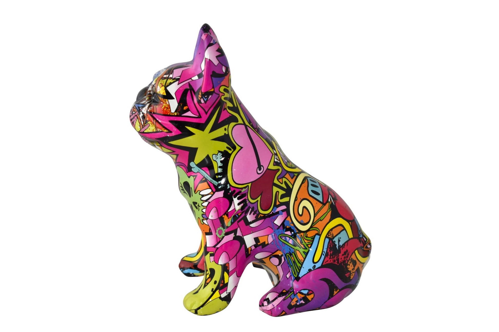 French Bulldog Painted Purple Graffiti Resin Statue Size: 8" x 5" x 10"H (1 of 9)