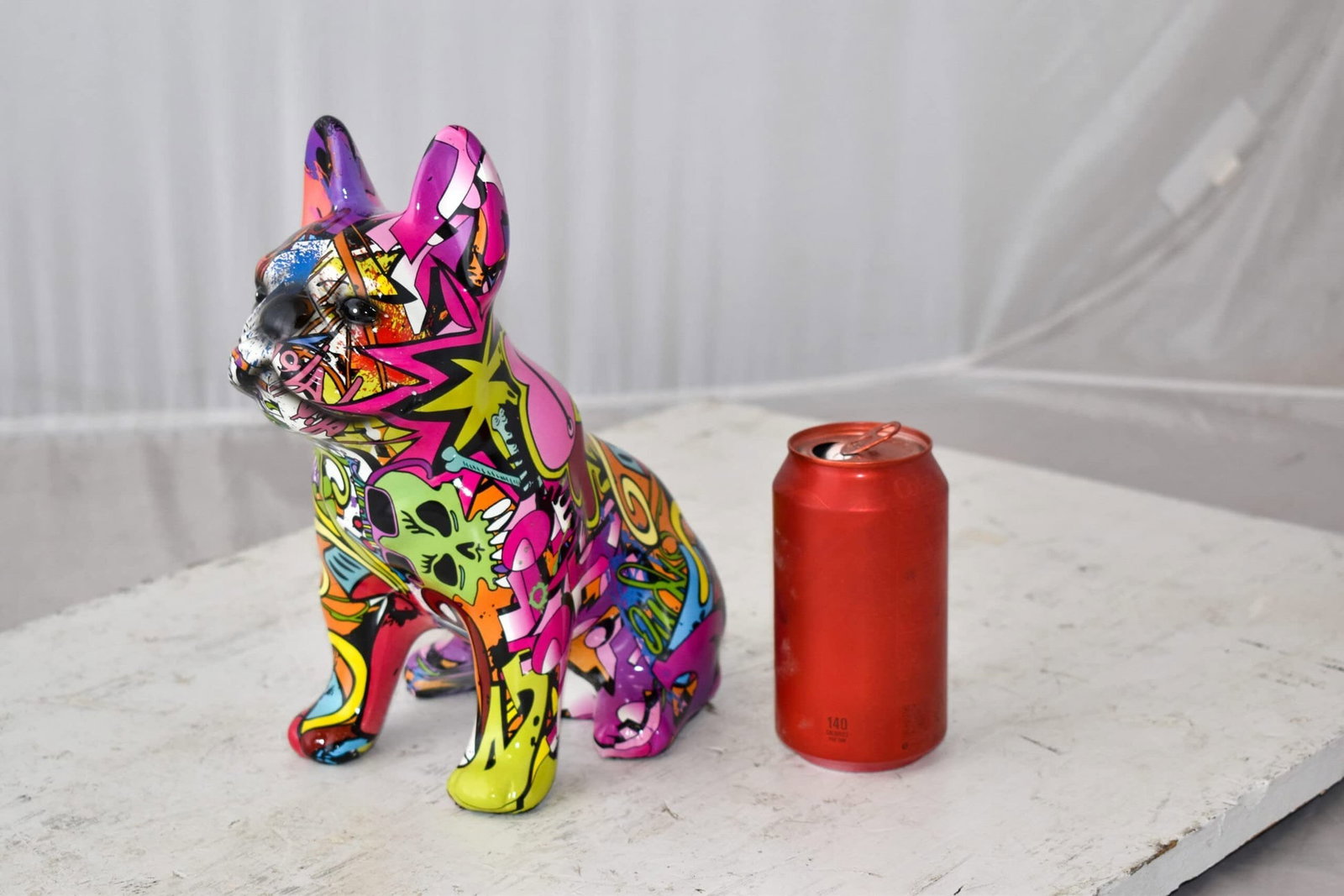 French Bulldog Painted Purple Graffiti Resin Statue Size: 8" x 5" x 10"H - 6