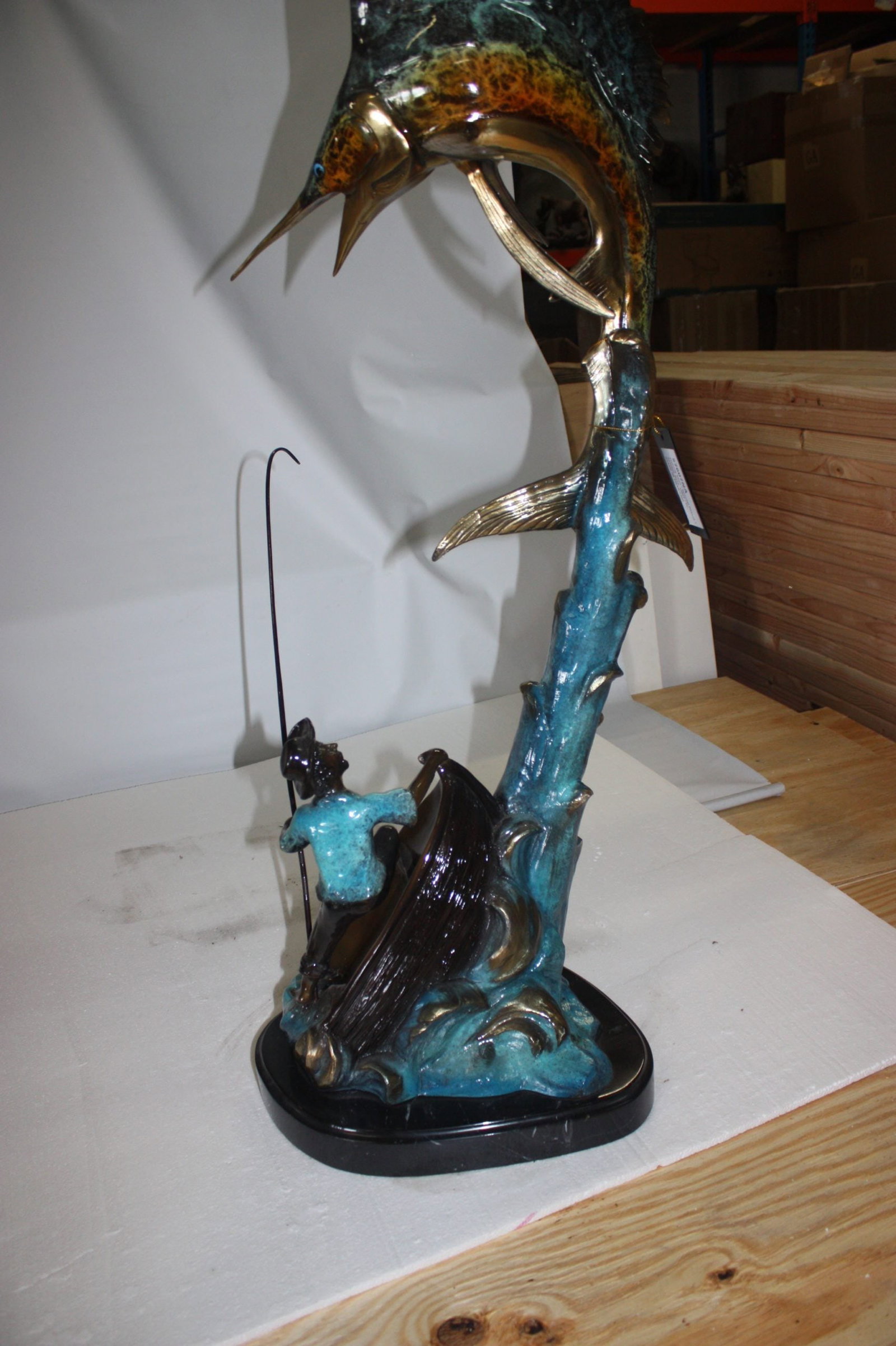 Fishing Man On A Boat Made By Bronze - 11