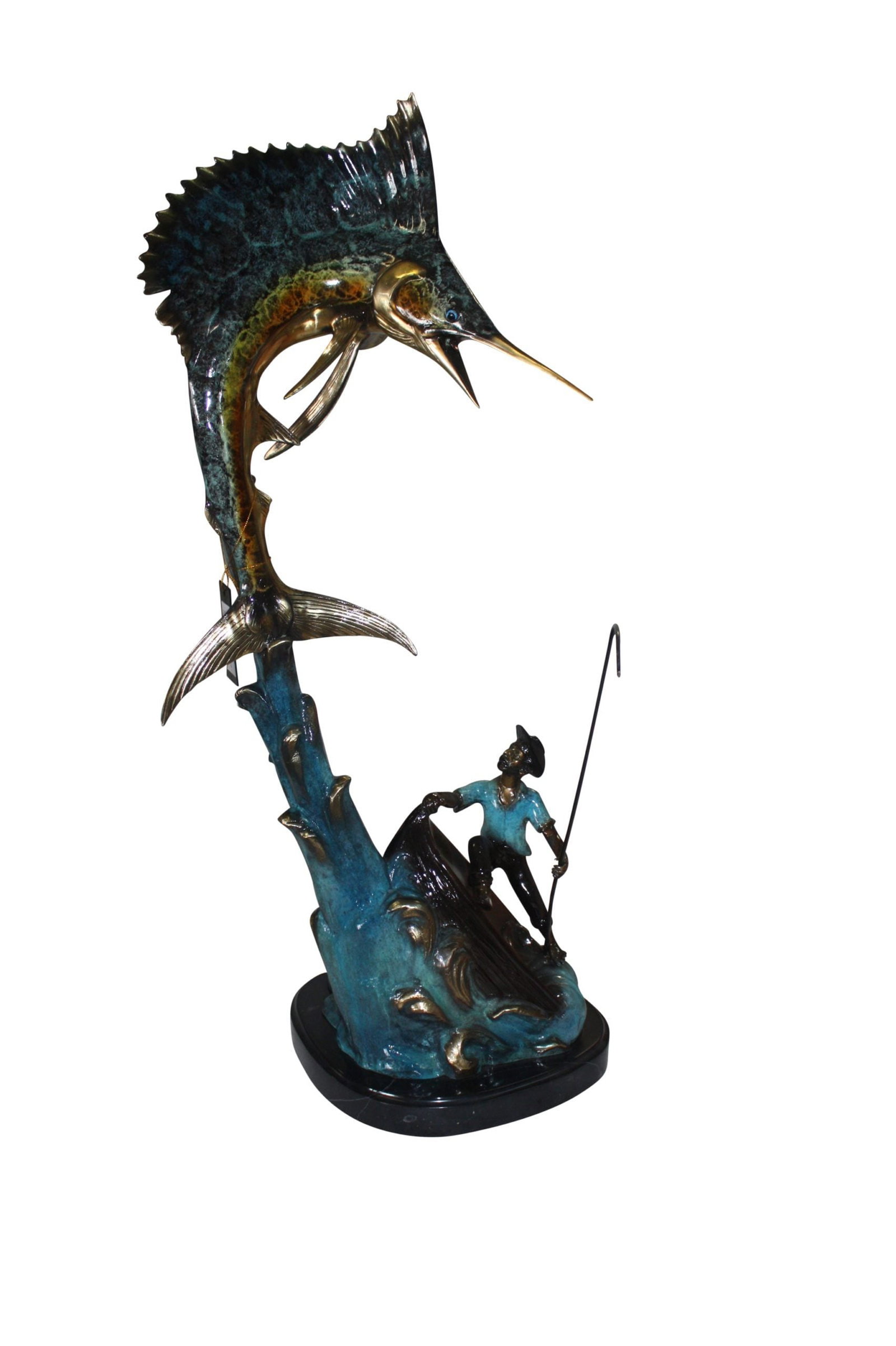 Fishing Man On A Boat Made By Bronze - 2