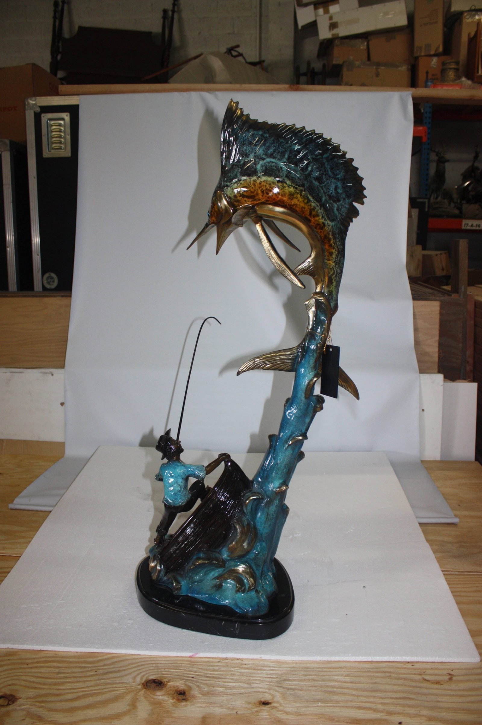 Fishing Man On A Boat Made By Bronze - 5