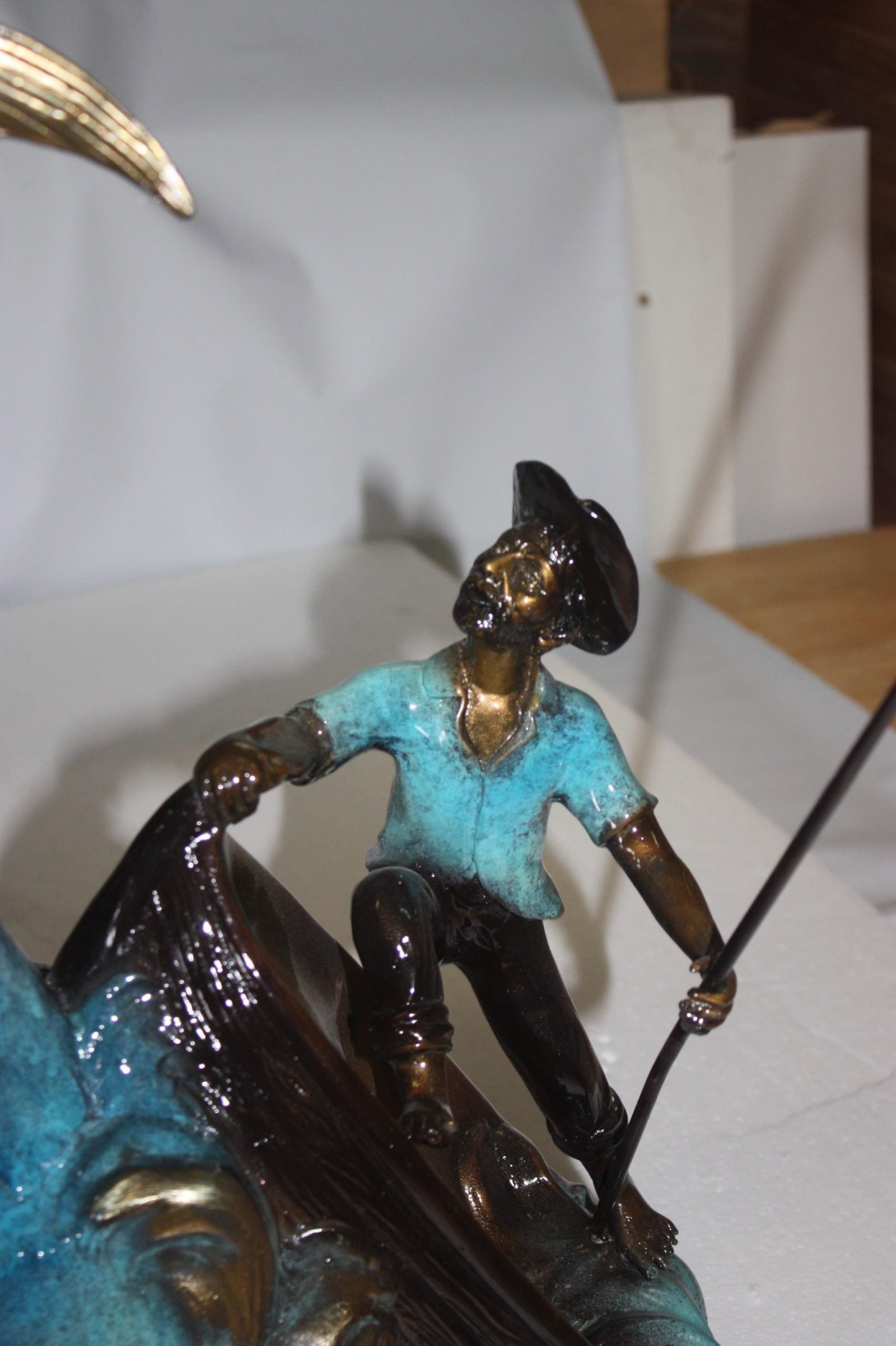 Fishing Man On A Boat Made By Bronze - 7