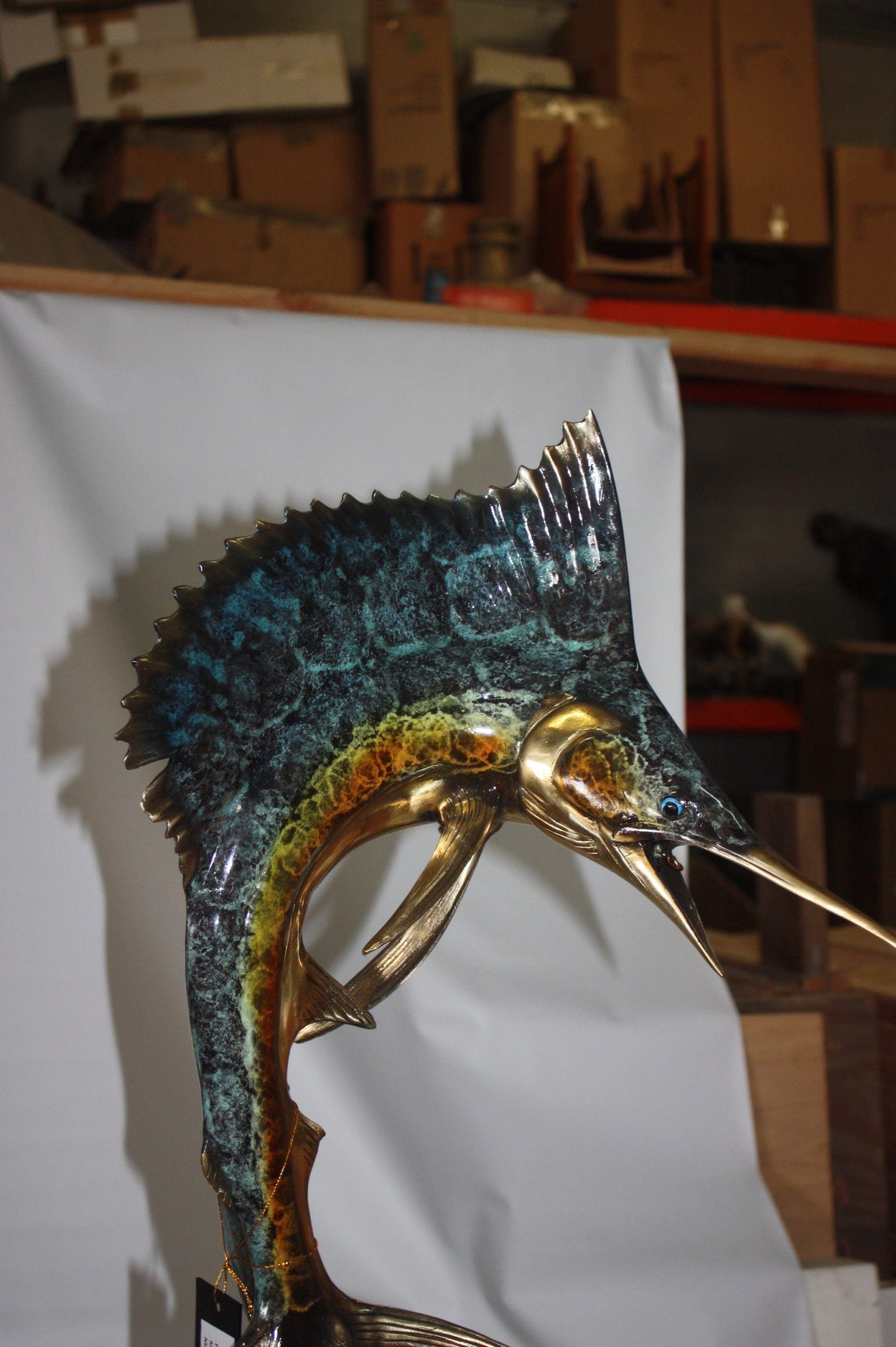 Fishing Man On A Boat Made By Bronze - 9
