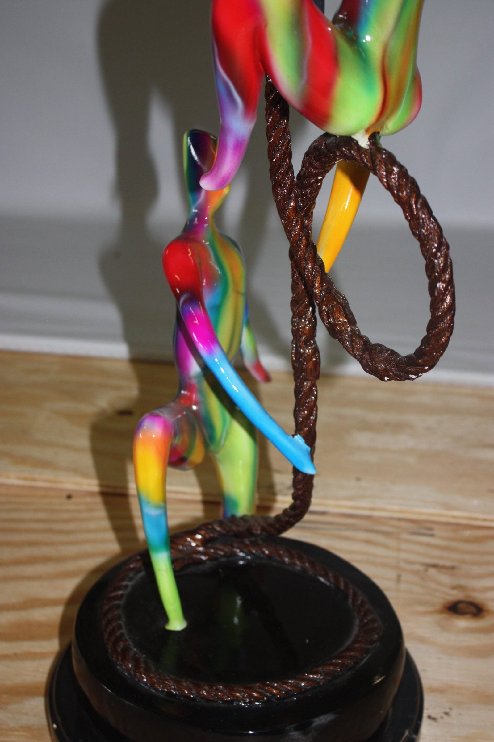 Three Man Made of Bronze Climbing on Rope - 8