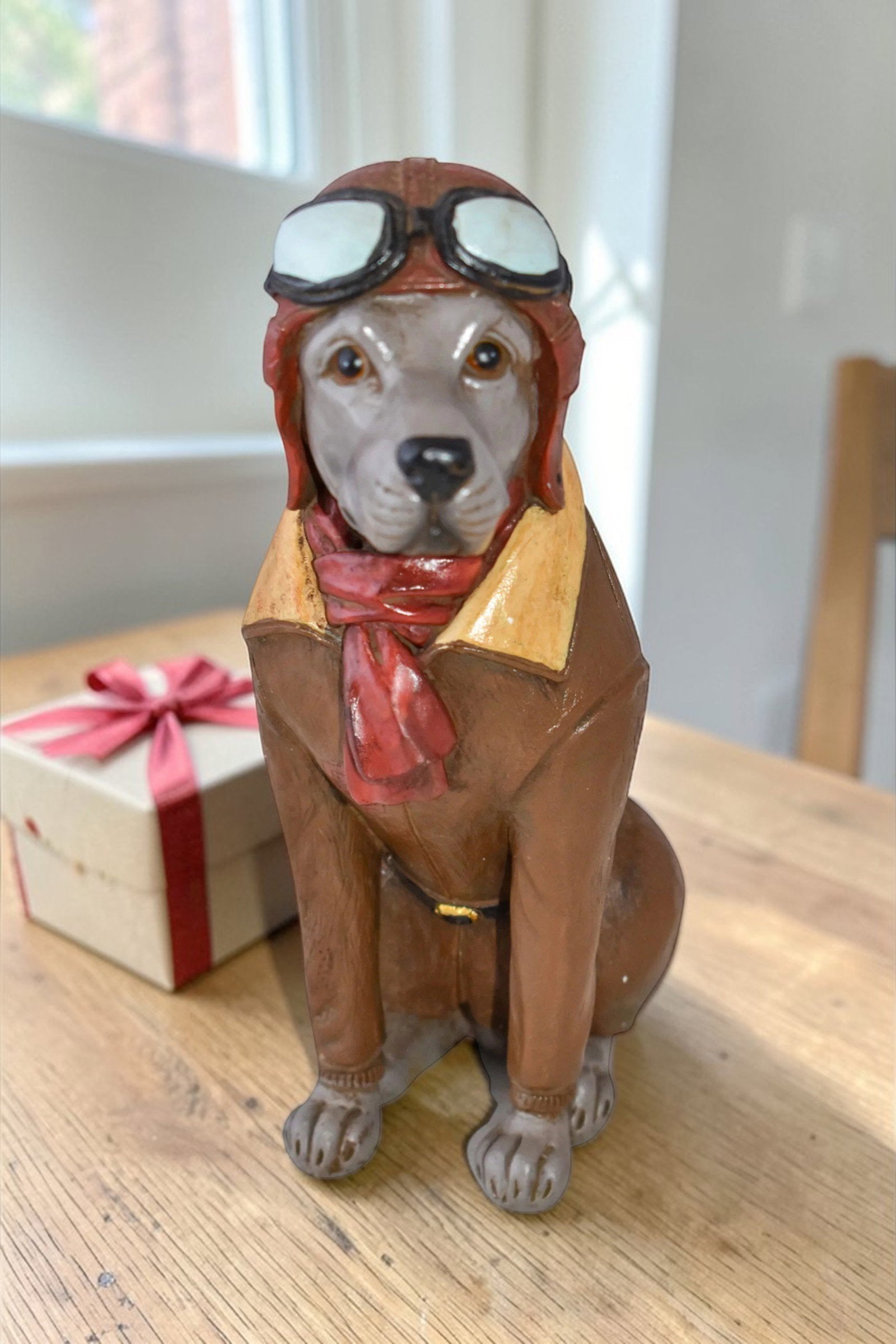 A Happy Dog Dressed Like a Pilot Resin Statue Size: 3" x 4" x 8"H - 3