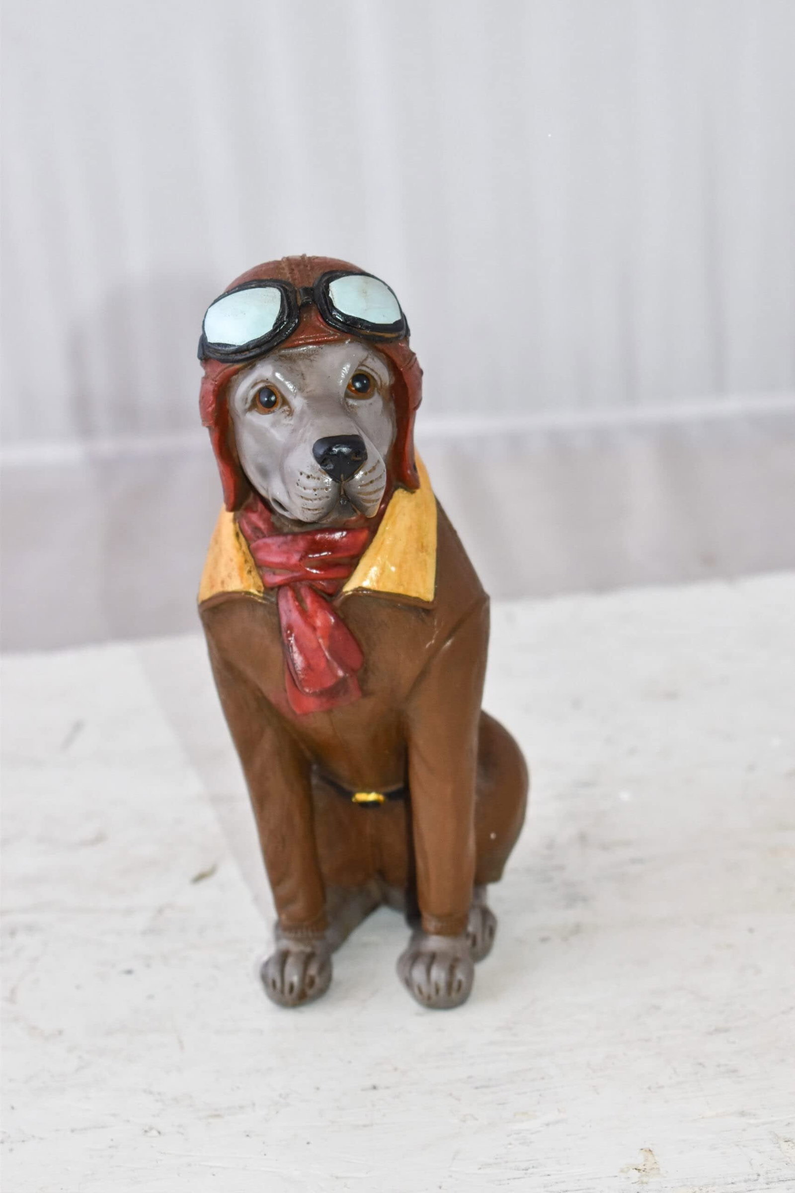 A Happy Dog Dressed Like a Pilot Resin Statue Size: 3" x 4" x 8"H - 4