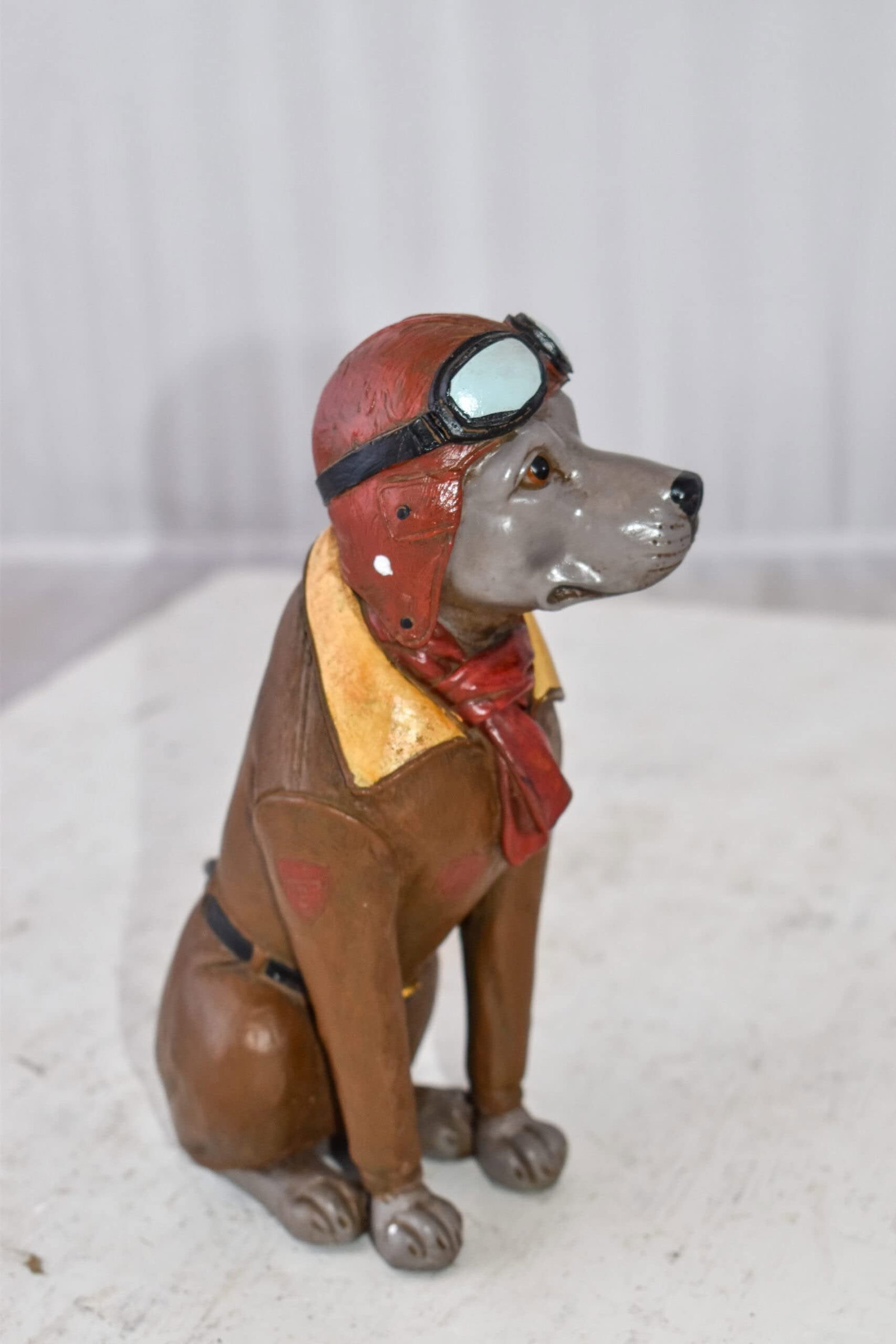 A Happy Dog Dressed Like a Pilot Resin Statue Size: 3" x 4" x 8"H - 6