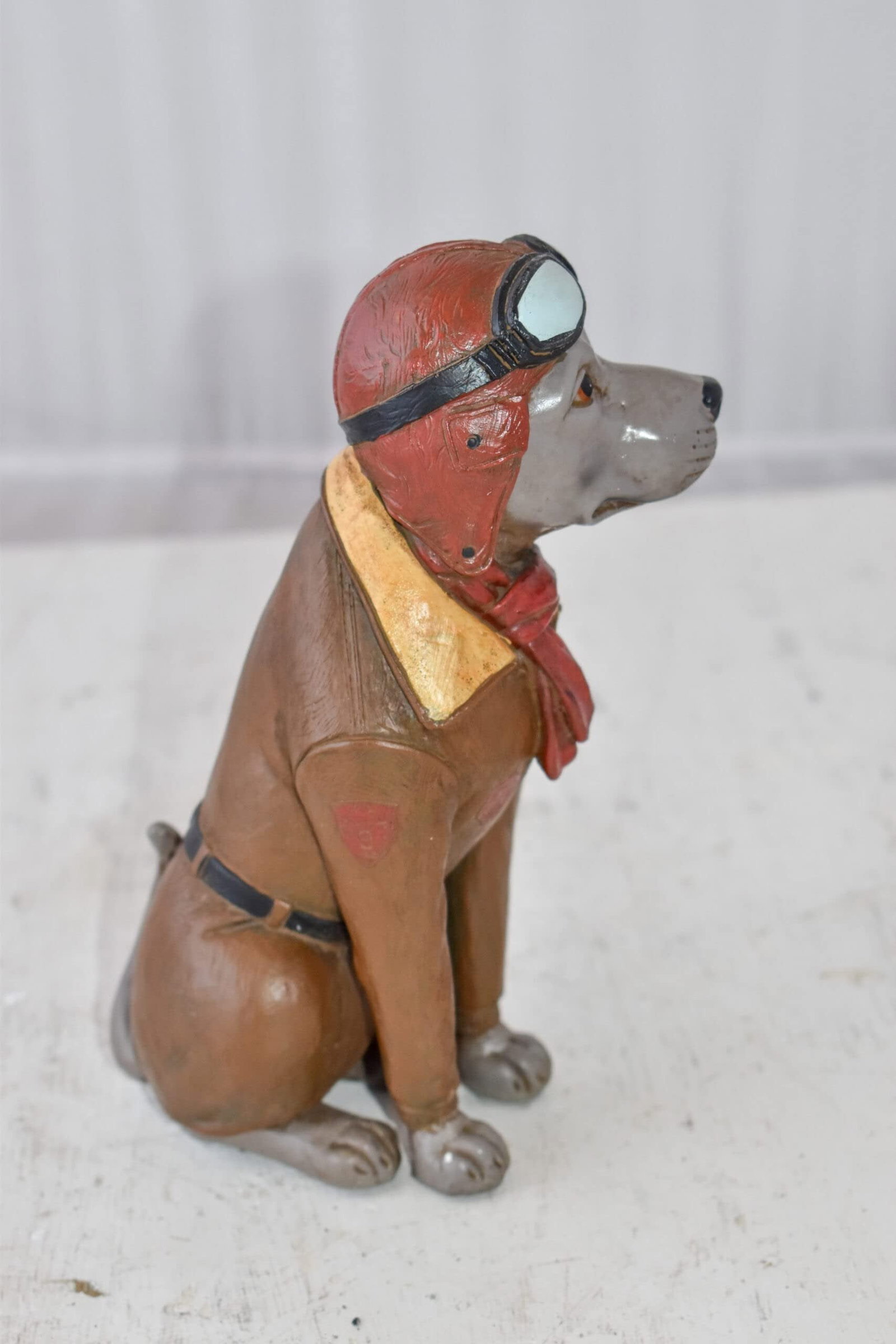 A Happy Dog Dressed Like a Pilot Resin Statue Size: 3" x 4" x 8"H - 7