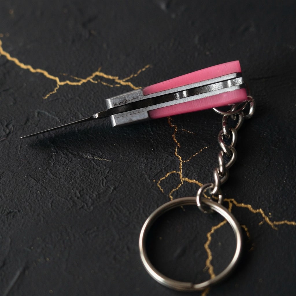 Tiny Functional Folding Knife Miniature Keychain Real Blade Pink Pocket Tool - 6