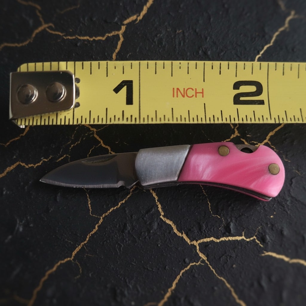 Tiny Functional Folding Knife Miniature Keychain Real Blade Pink Pocket Tool - 7