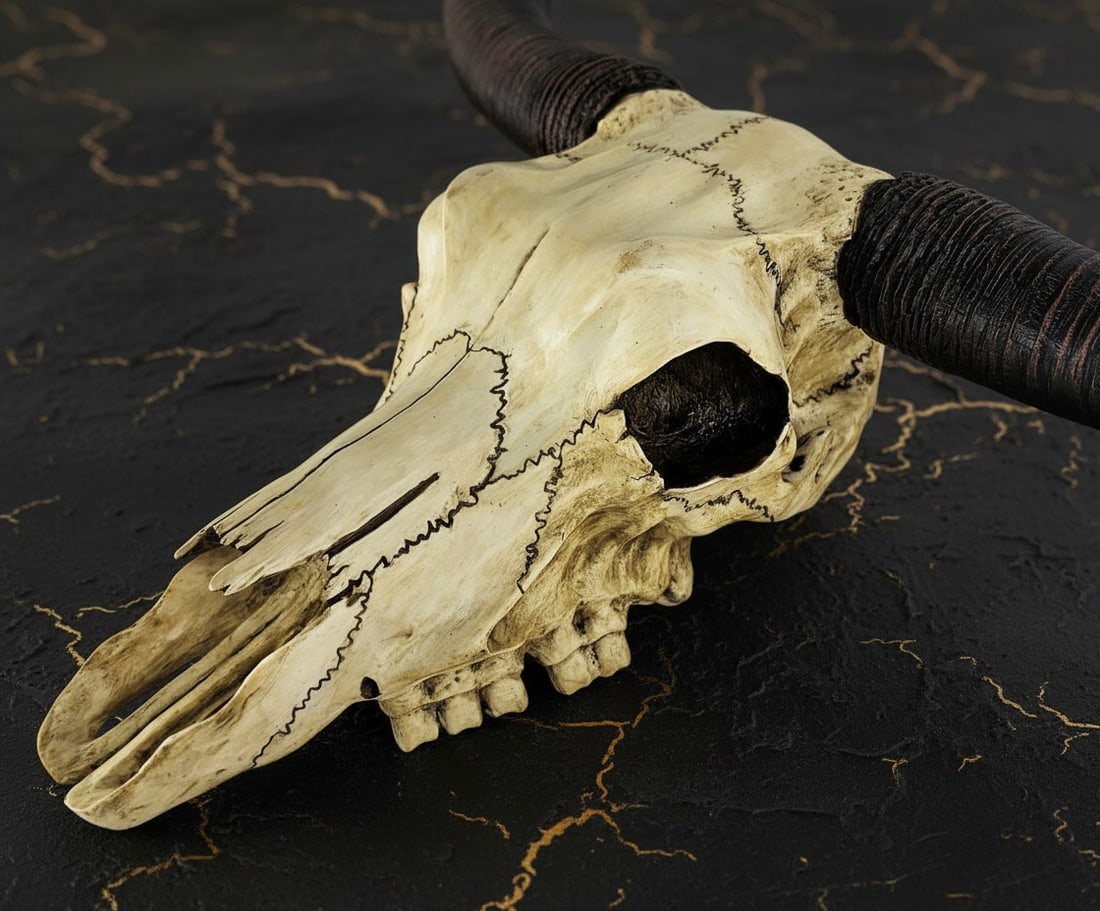 Rustic Longhorn Steer Skull Wall Art 19" Western Bovine Horn Plaque Decor (1 of 3)