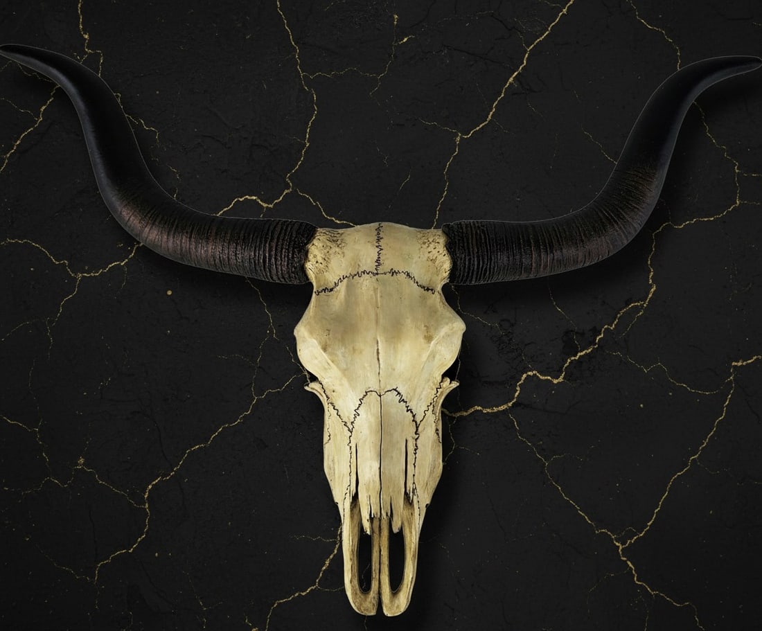 Rustic Longhorn Steer Skull Wall Art 19" Western Bovine Horn Plaque Decor - 2