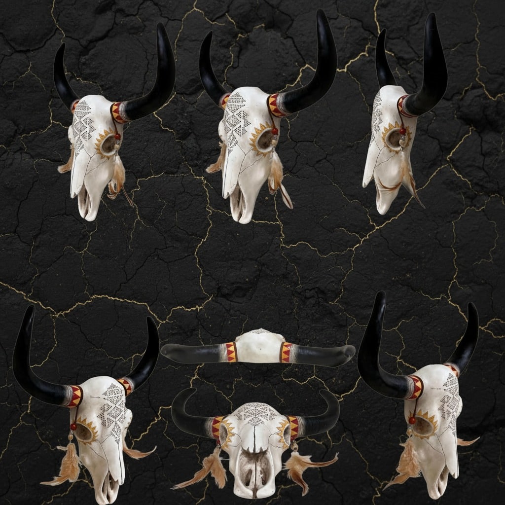 Western Tribal Bison Skull Wall Art Rustic Southwest Hunting Decor Piece - 2