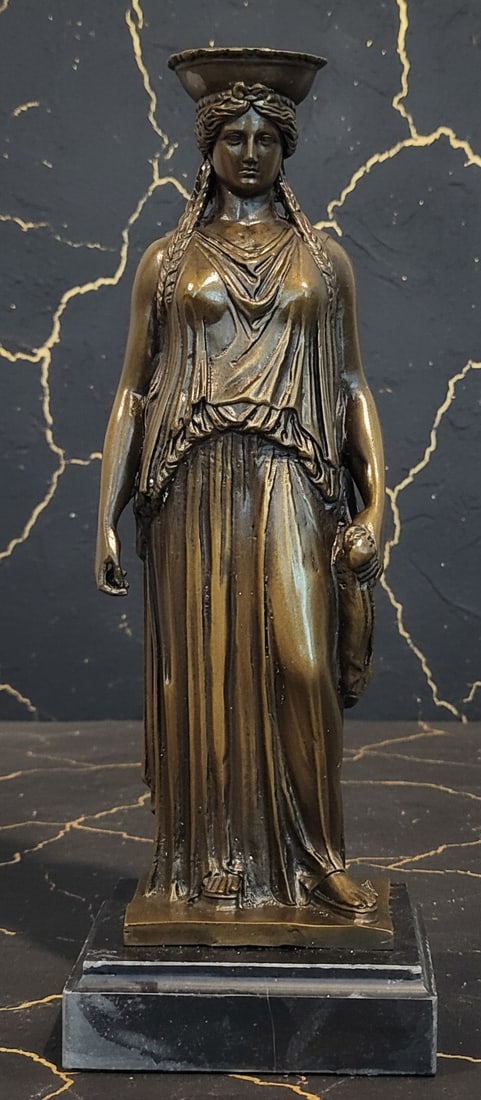 Fine Art Bronze Kariatis Statue Greek Maiden Figurine Decorative Sculpture: Title:Fine Art Bronze Kariatis Statue Greek Maiden Figurine Decorative Sculpture Description:This elegant bronze sculpture is inspired by the timeless beauty of the Karyatids, the graceful female figu
