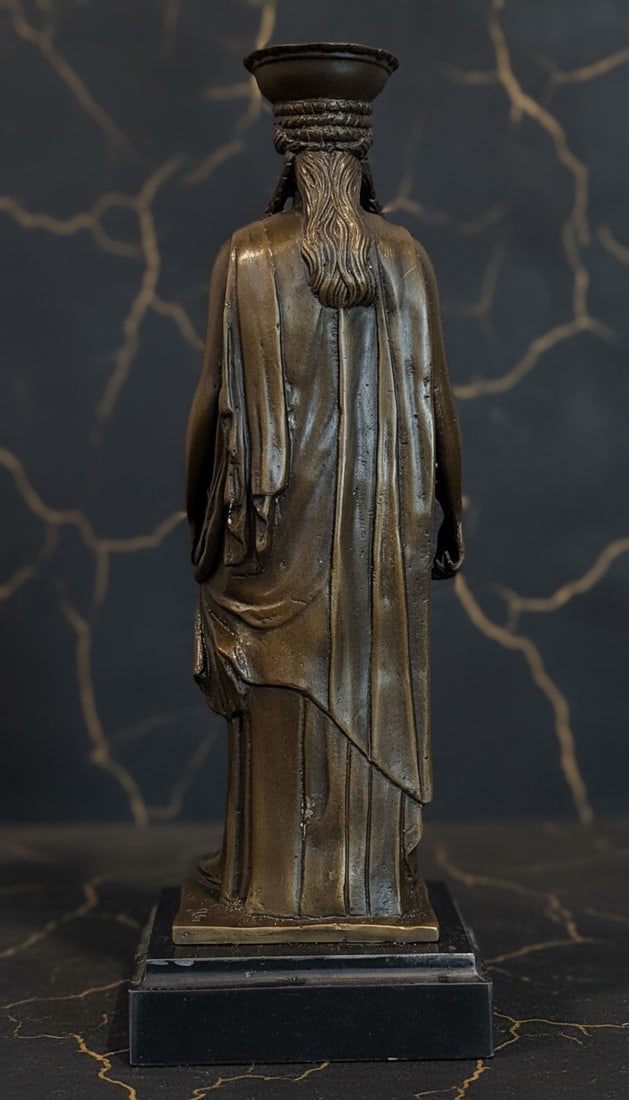Fine Art Bronze Kariatis Statue Greek Maiden Figurine Decorative Sculpture - 2