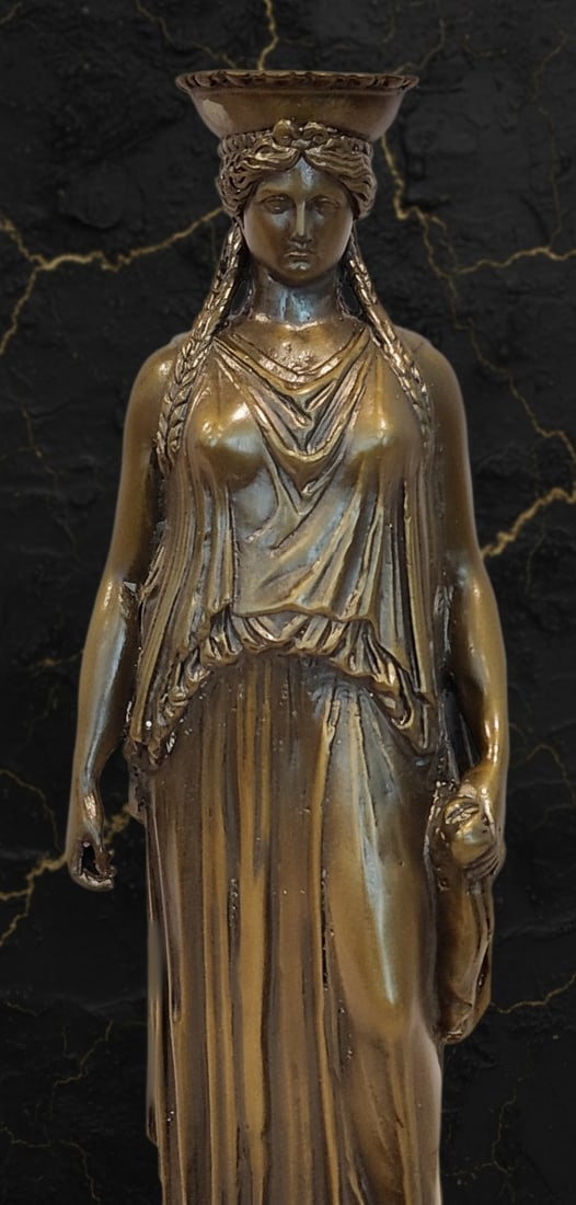 Fine Art Bronze Kariatis Statue Greek Maiden Figurine Decorative Sculpture - 3