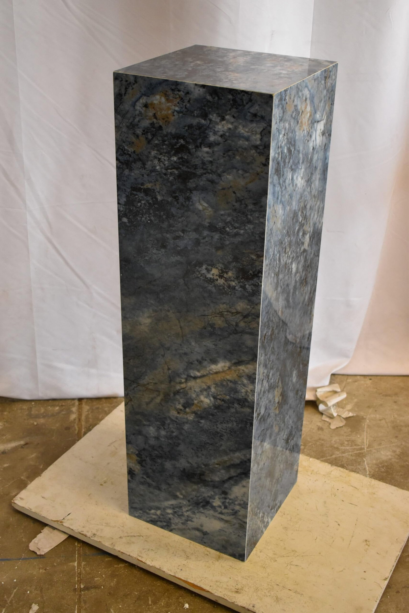Pedestal For Artwork, Dark Blue Ocean Look Made of Porcelain. 12" x 12" x 39"H - 10