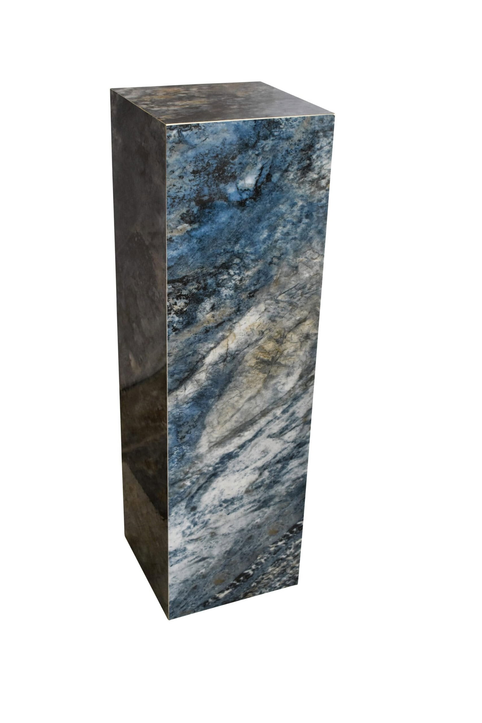 Pedestal For Artwork, Dark Blue Ocean Look Made of Porcelain. 12" x 12" x 39"H: Title:Pedestal For Artwork, Dark Blue Ocean Look Made of Porcelain. 12" x 12" x 39"H Description:Introducing the sleek and modern dark blue ocean look porcelain pedestal - the perfect way to elevate y