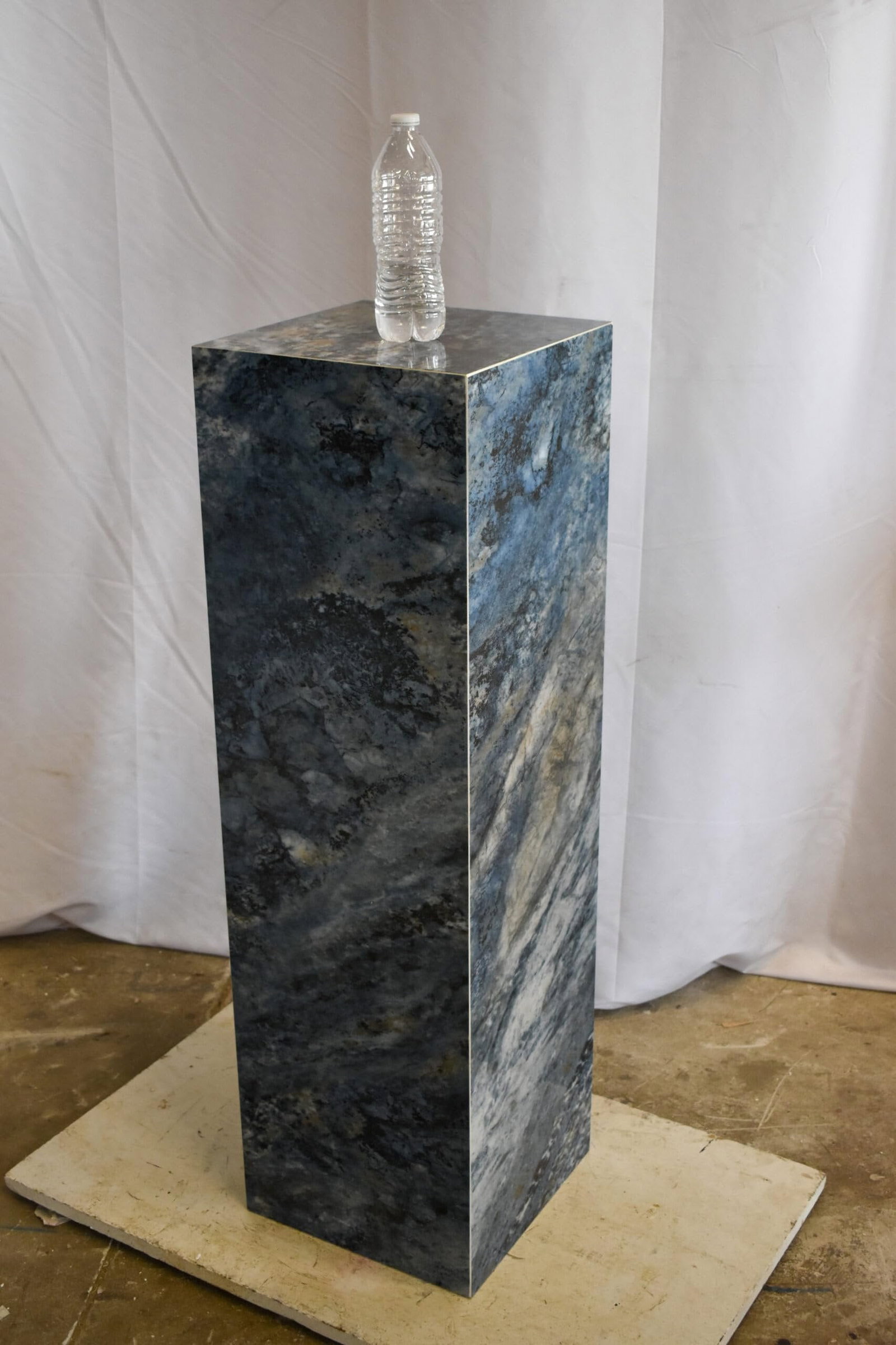 Pedestal For Artwork, Dark Blue Ocean Look Made of Porcelain. 12" x 12" x 39"H - 5