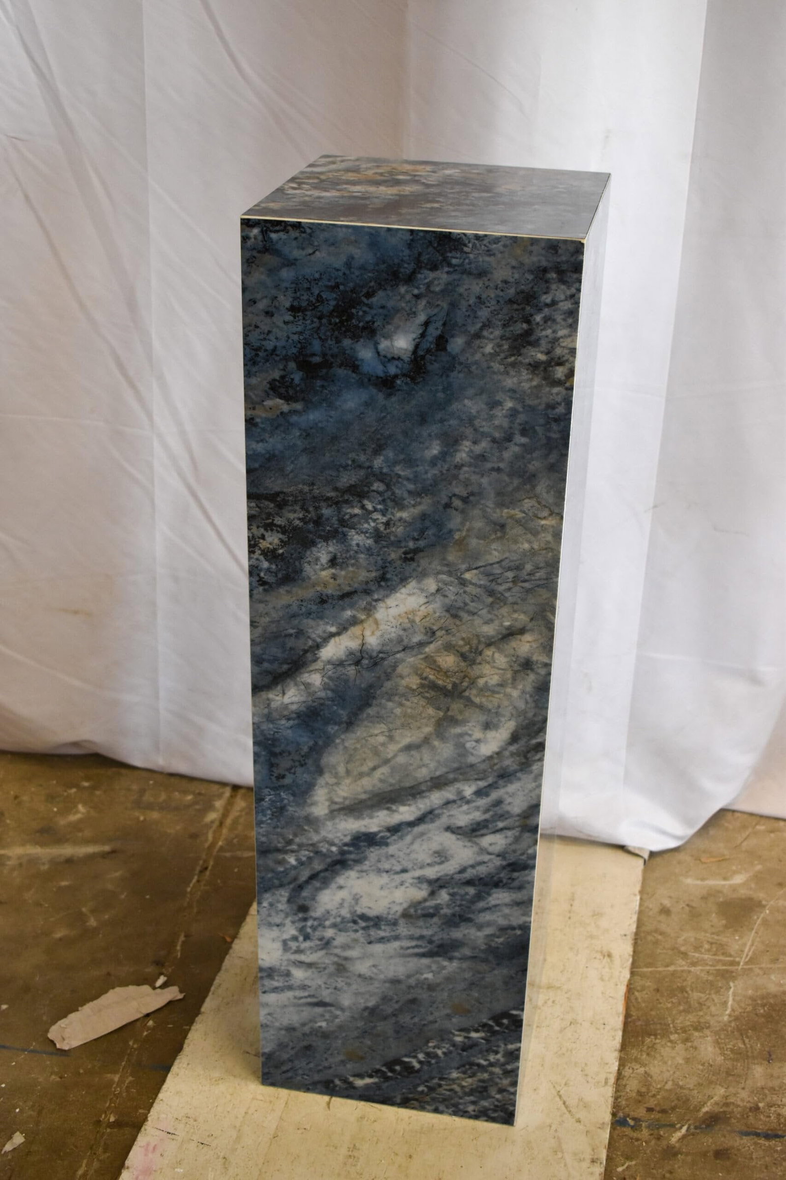 Pedestal For Artwork, Dark Blue Ocean Look Made of Porcelain. 12" x 12" x 39"H - 7