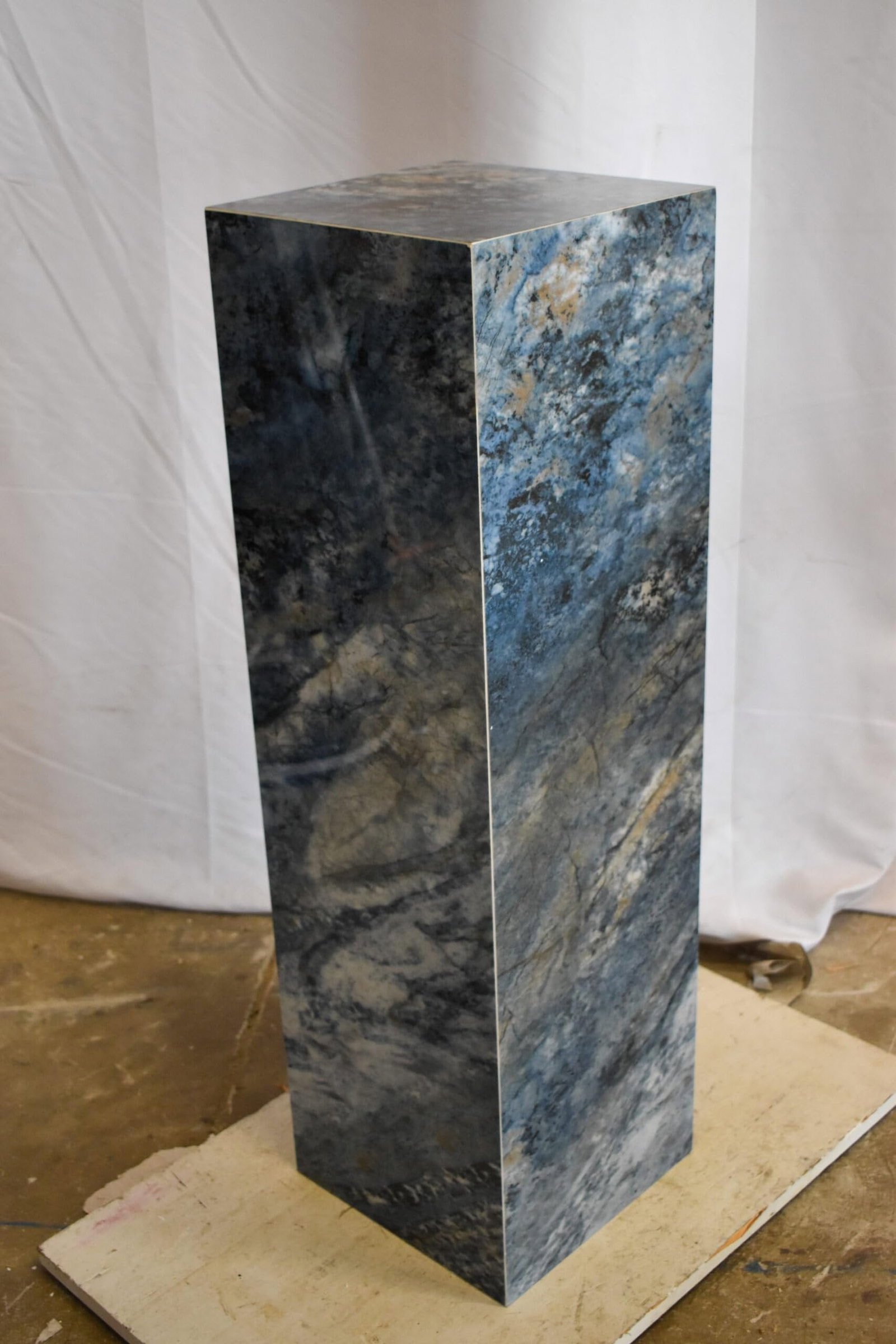 Pedestal For Artwork, Dark Blue Ocean Look Made of Porcelain. 12" x 12" x 39"H - 8