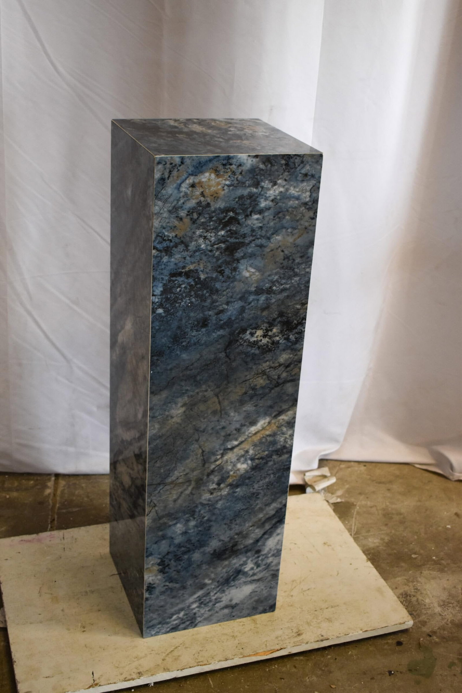 Pedestal For Artwork, Dark Blue Ocean Look Made of Porcelain. 12" x 12" x 39"H - 9