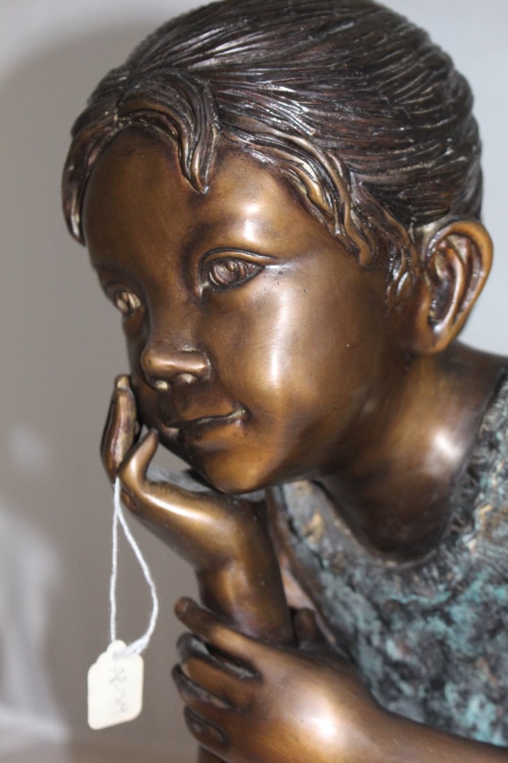 10" Girl In The Sun Bronze Statue At Sunny day - 10