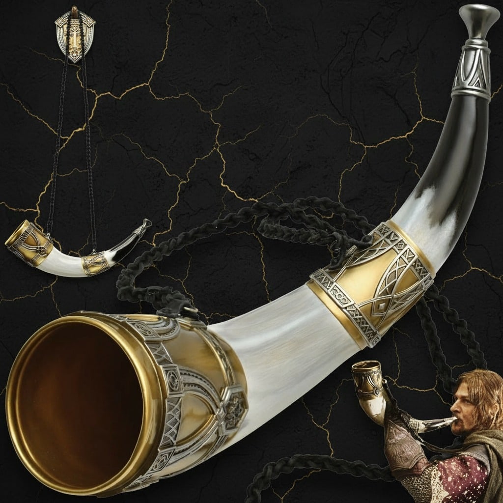 Gondor Horn Replica Official LOTR Collectible with Certificate of Authenticity: Title:Gondor Horn Replica Official LOTR Collectible with Certificate of Authenticity Description:This replica of the Horn of Gondor is an authentically detailed reproduction of the prop built by Weta