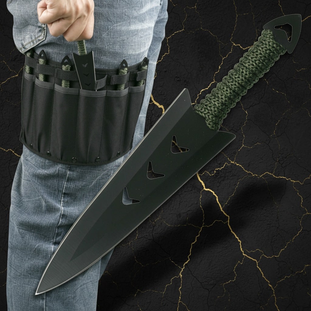 6pc Tactical Blade Set Stainless Steel Emergency Knives with Leg Holster - 2
