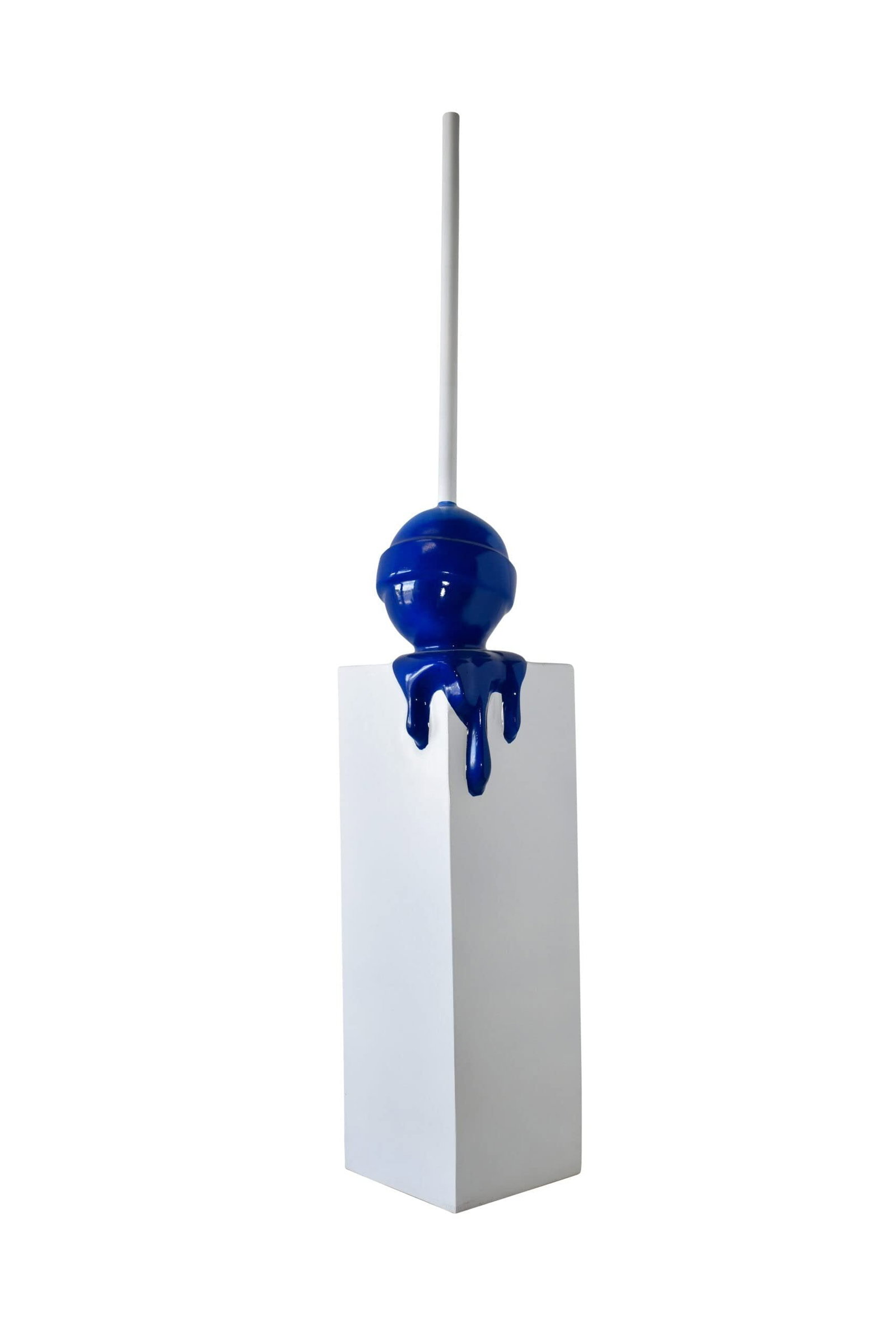 Blue Lollipop Mounted on A White Pedestal Resin Statue Size: 10" x 10" x 59"H (1 of 10)
